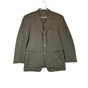 Pal Zileri Wool Cashmere Blazer Sport Coat Italy Mens 40R Green Plaid
